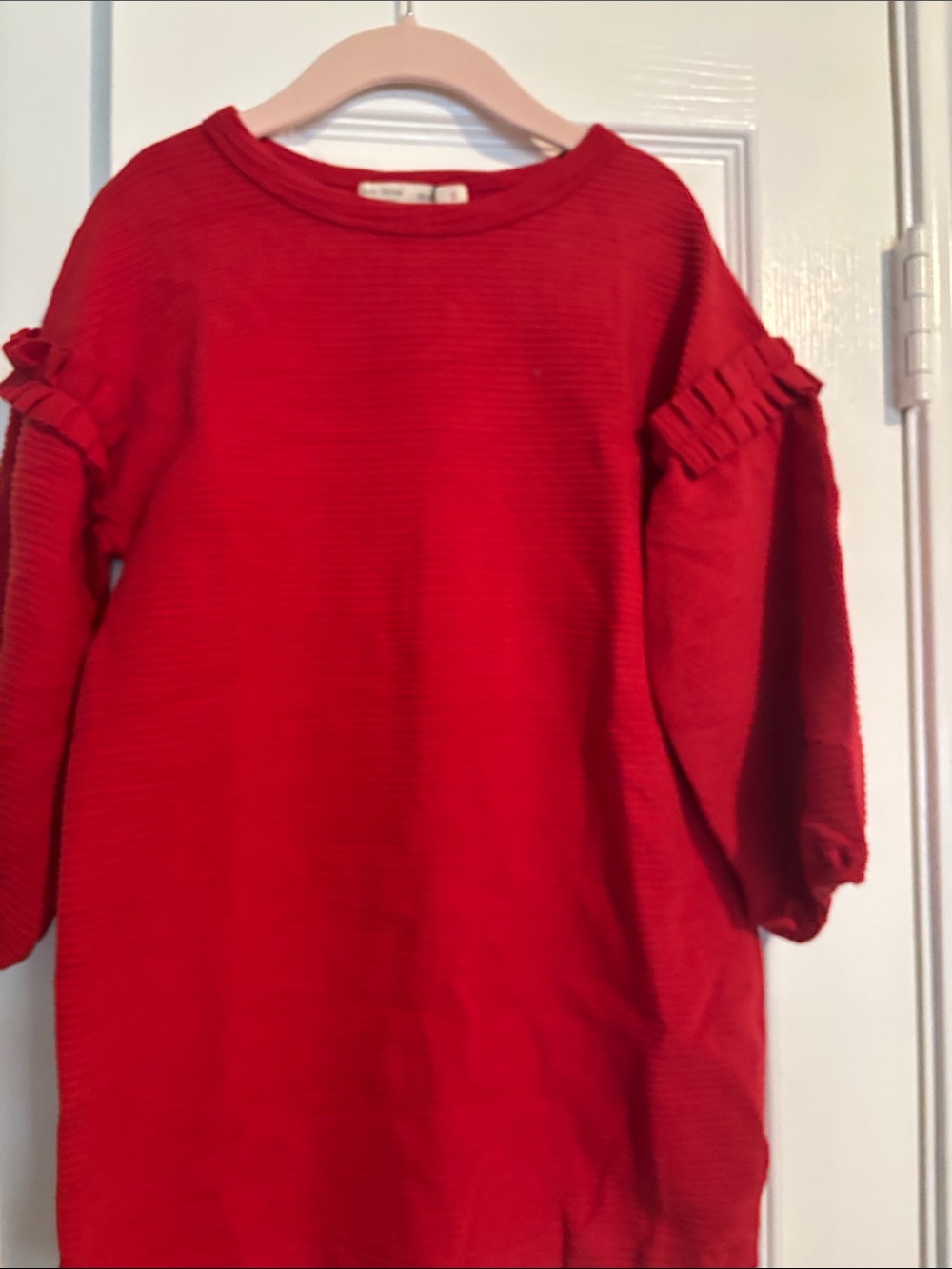 Zara Girls' Collection Red Ruffle-Sleeve Casual Dress